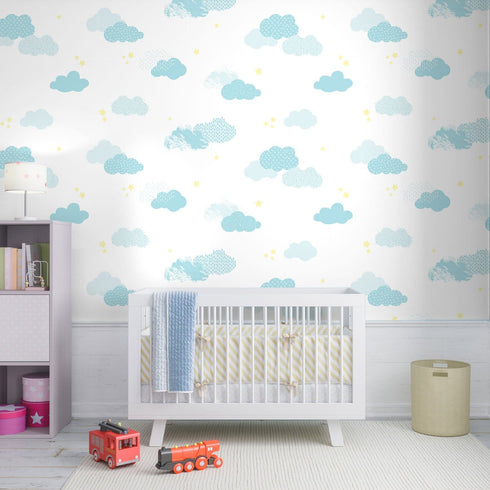 Kids Baby nursery decor  Clouds Wallpaper
